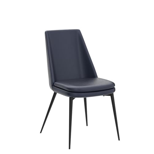 Modern Blue Dining Chairs with Metal Legs, Set of 2