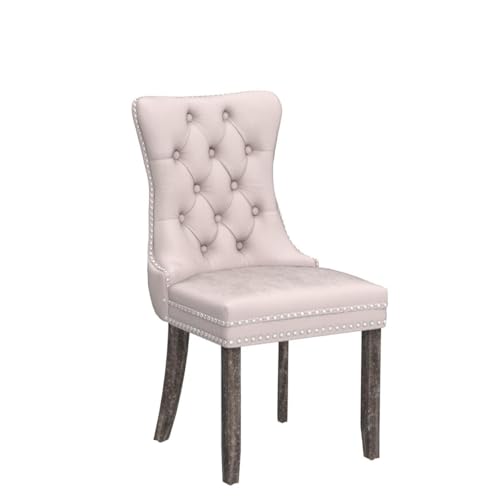 Set of 4 Velvet Dining Chairs with High-End Upholstery for Kitchen - Beige