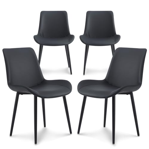 Modern Black Upholstered Dining Chair Set of 4