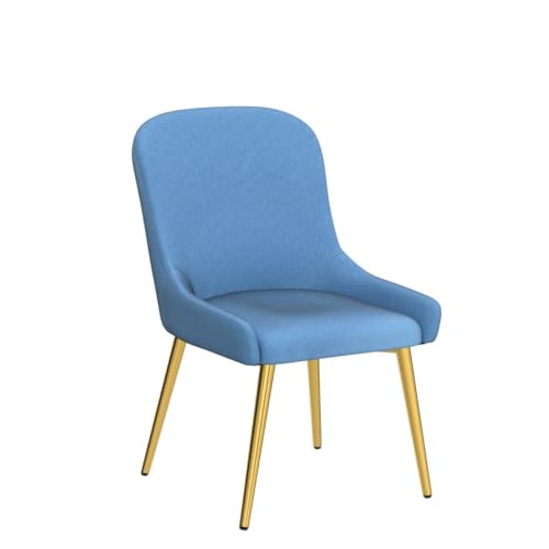 Mid-Century Modern Upholstered Dining Chairs with Metal Legs, Set of 2, Blue