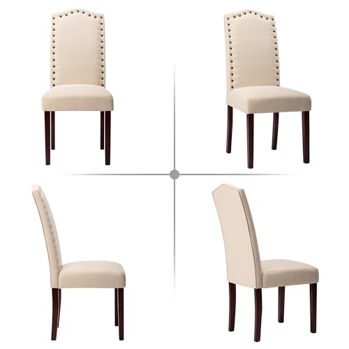 Set of 2 Upholstered Dining Chairs with Nailhead Trim