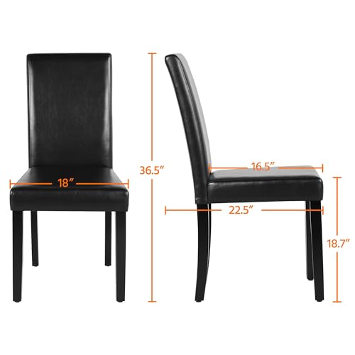 Black PU Leather Dining Chairs Set of 4 for Modern Kitchen and Dining Room