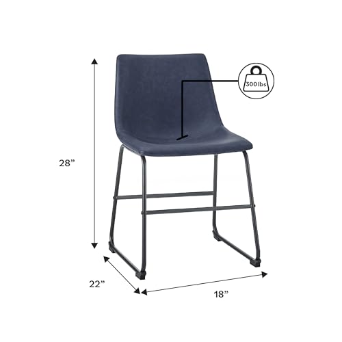 Urban Industrial Navy Blue Dining Chairs, Set of 2