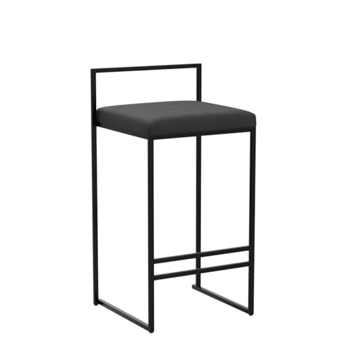 Set of 3 Velvet Upholstered Bar Stools with Backrest & Footrest - Ideal for Kitchen, Breakfast, Pub or Home Counter (26 Height, Black)
