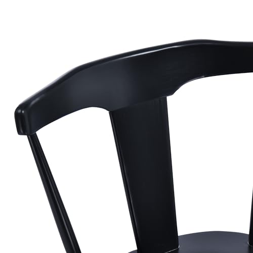 Set of 2 Black Wood Dining Chairs for Kitchen & Dining Room