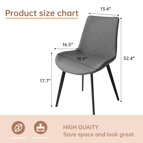 Set of 4 Modern Grey Upholstered Dining Chairs for Kitchen and Dining Room
