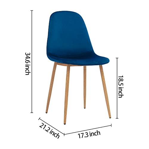 Modern Blue Velvet Dining Chairs - Set of 2