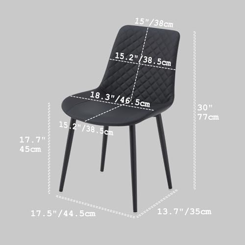 Set of 6 Mid Century Modern Black Dining Chairs with Metal Legs