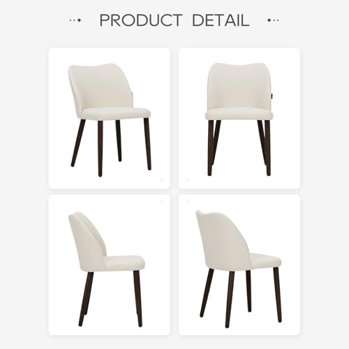 Modern Beige Upholstered Dining Chair Set of 4 for Restaurants/Cafes