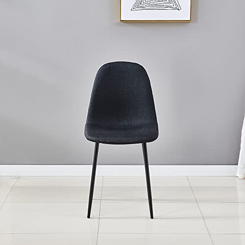Mid Century Modern Dining Set for 4 People - 4 Armless Side Chairs, Black