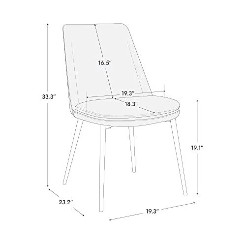 Modern Blue Dining Chairs with Metal Legs, Set of 2