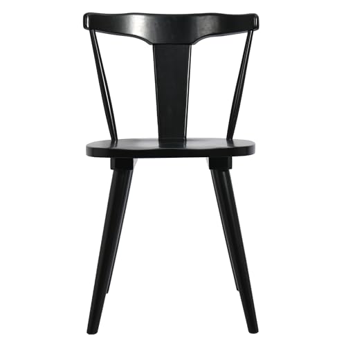 Set of 2 Black Wood Dining Chairs for Kitchen & Dining Room