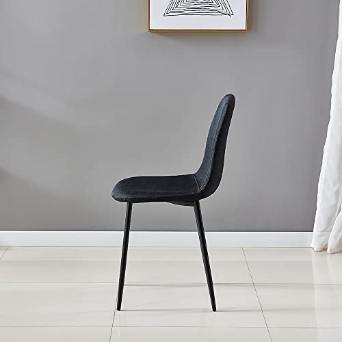 Mid Century Modern Dining Set for 4 People - 4 Armless Side Chairs, Black