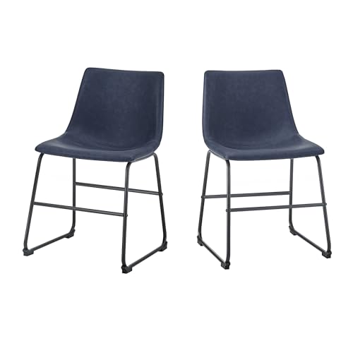 Industrial Navy Blue Dining Chairs, Set of 2