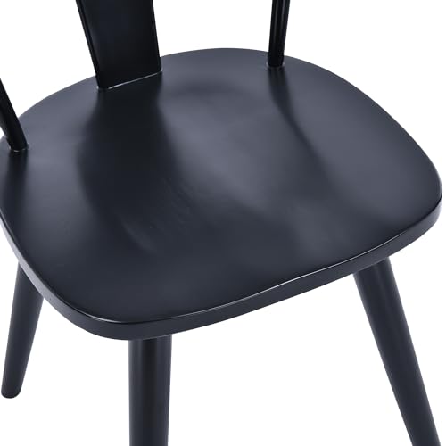Set of 2 Black Wood Dining Chairs for Kitchen & Dining Room
