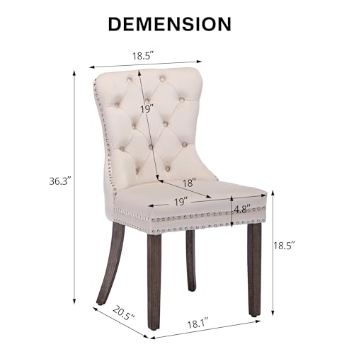 Set of 4 Velvet Dining Chairs with High-End Upholstery for Kitchen - Beige
