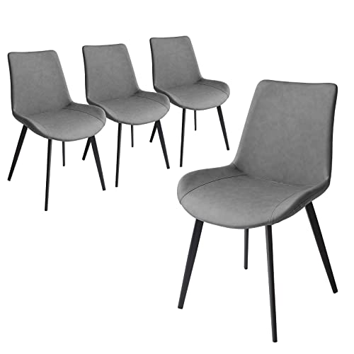 4 Modern Grey Upholstered Dining Chairs for Kitchen & Dining Room