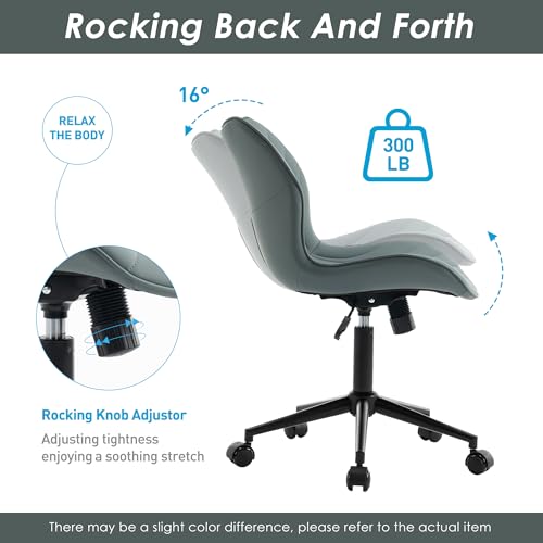 MB SUNFLOWERPROPERTY Comfy Armless Office Chair: Adjustable, Ergonomic, and Stylish (Grayish Green)