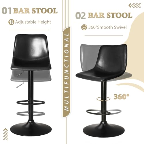 4-Piece Modern Swivel Bar Stool Set for Kitchen Island, Black