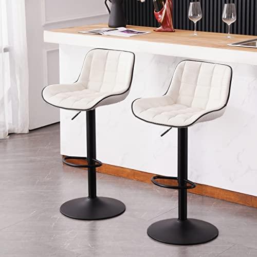 MB SUNFLOWERPROPERTY Modern Black Swivel Bar Stools with Back for Kitchen Islands