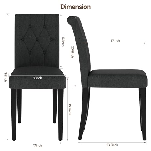 Black Upholstered Dining Chair Set of 4 Modern Stylish for Dining Room Kitchen Restaurant Hotel