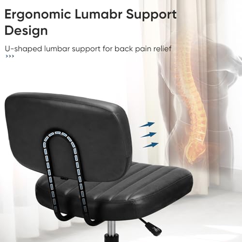 Armless Office Chair with Low Back Support for Small Spaces