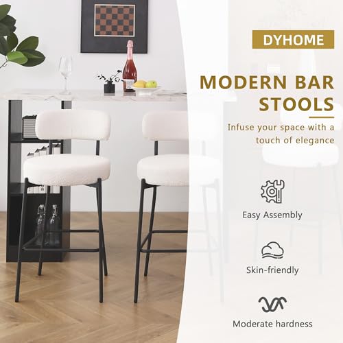 Modern White Bar Stools, Set of 2, 27" Counter Height