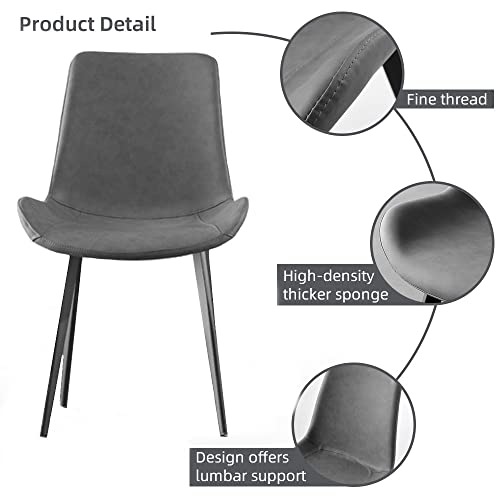 Stylish Grey Upholstered Dining Chairs - Set of 2