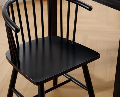 EALSON Black Wooden Dining Chairs - Farmhouse Spindle Set of 2