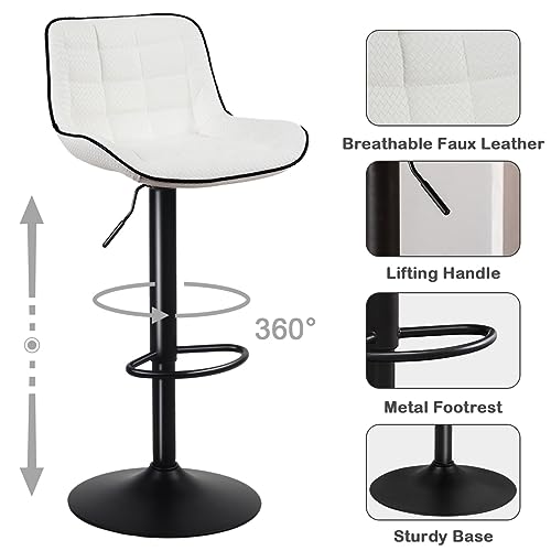 Modern Black Bar Stools Set of 2 for Kitchen Islands