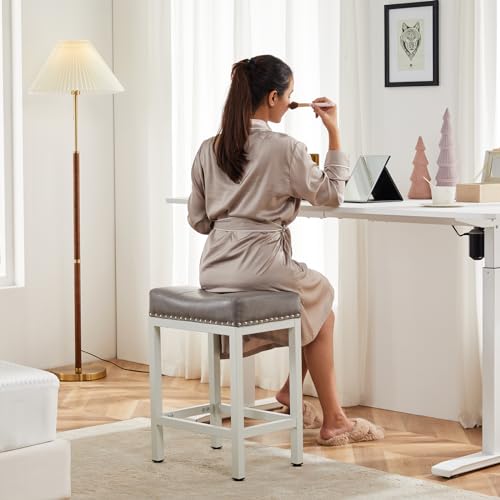 Modern Grey Bar Stools for Kitchen Island (Set of 2)