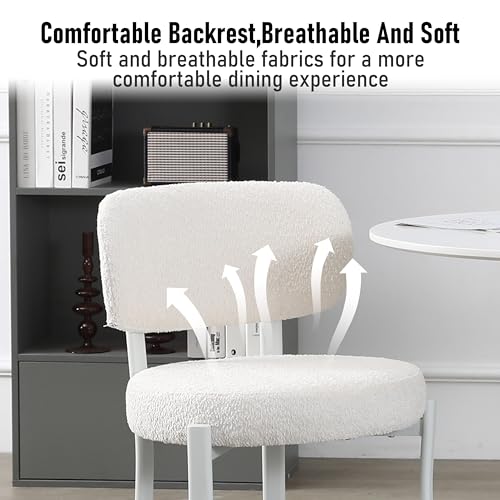 2-Piece White Upholstered Dining Chair Set for Kitchen & Dining Room