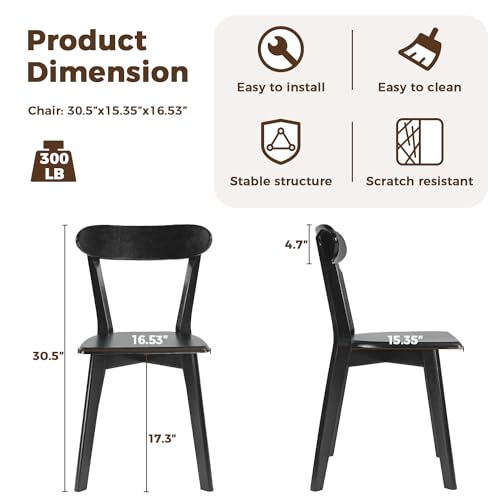 4-Piece Farmhouse Oak Dining Chair Set