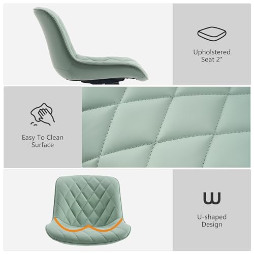 Modern Home Office Desk Chair with Wheels and Armless Design