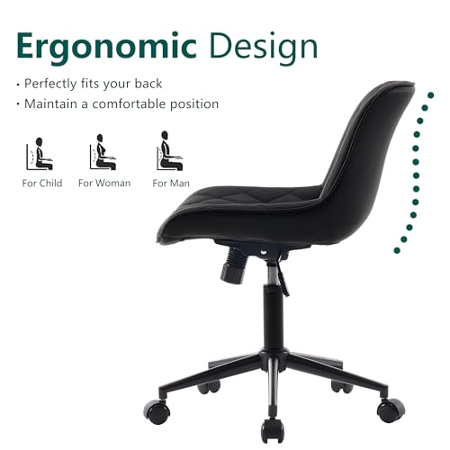 Wheeled Swivel Armless Desk Chair for Home Office
