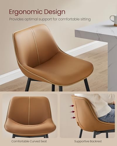 Set of 2 Bar Stools with Backrest for Kitchen Island Home Bar, Caramel Brown