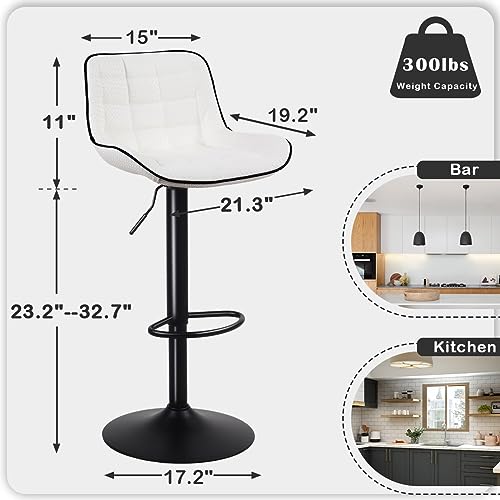 Modern Black Bar Stools Set of 2 for Kitchen Islands