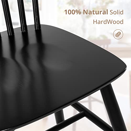 4-Piece Black Wooden Dining Chair Set for Kitchen and Dining Room