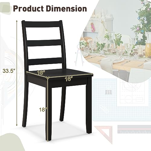 Wood Dining Chairs Set of 2 for Kitchen, Black, Farmhouse Style