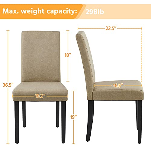 Set of 4 Yaheetech Modern Fabric Dining Chairs for Kitchen Living Room