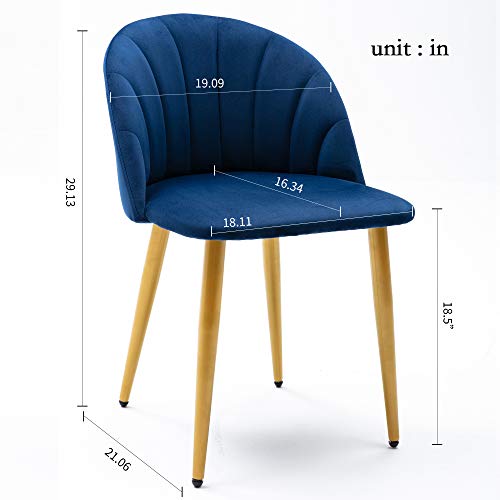 Navy Velvet Dining Chairs Set of 2 for Makeup/Living Room