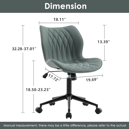 MB SUNFLOWERPROPERTY Comfy Armless Office Chair: Adjustable, Ergonomic, and Stylish (Grayish Green)