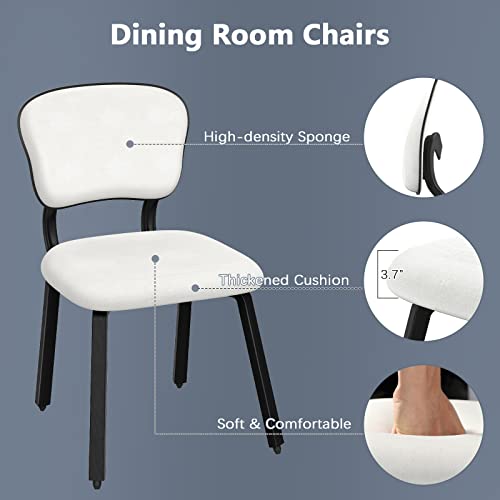 Set of 2 Beige Upholstered Dining Chairs for Kitchen and Living Room