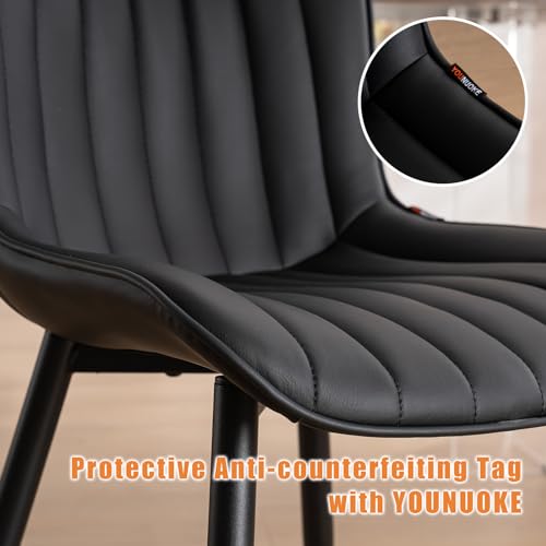 Mid Century Modern Black Upholstered Dining Chair Set of 2