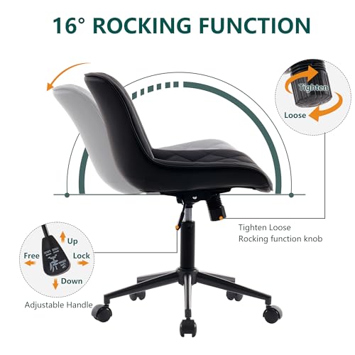 Armless Desk Chair for Home Office with Wheels and Swivel