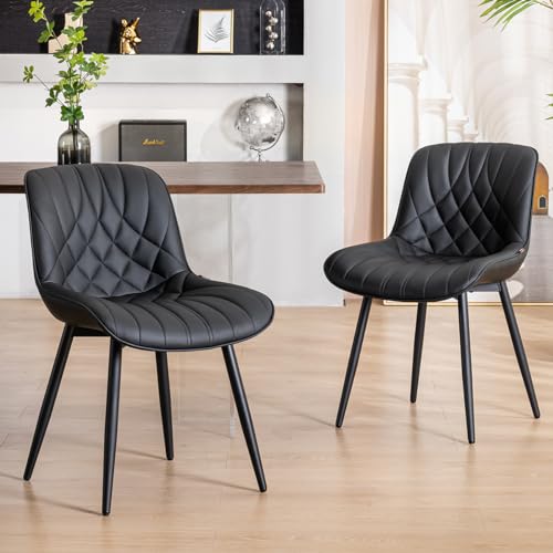 Modern Black Dining Chair Set of 2 for Kitchen