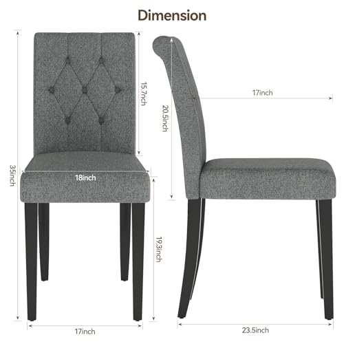 Grey Upholstered Dining Chair Set of 4
