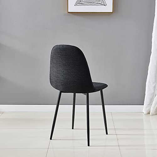 Mid Century Modern Dining Set for 4 People - 4 Armless Side Chairs, Black