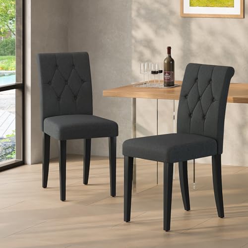 Black Comfortable Dining Chair Set of 2