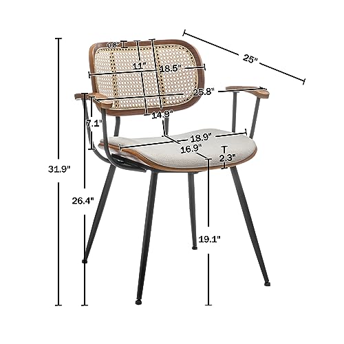 Simplified title: Modern Rattan Dining Chairs Set of 2, Beige Fabric

Audience: Individuals seeking modern rattan dining chairs for their kitchen or dining room.
